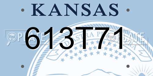 613T71 Kansas License Plate