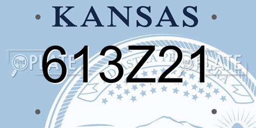613Z21 Kansas License Plate