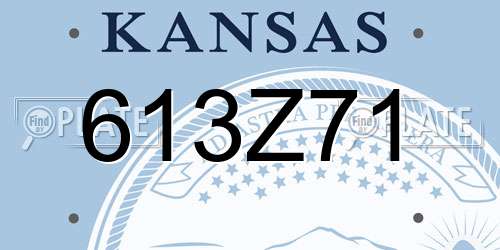 613Z71 Kansas License Plate