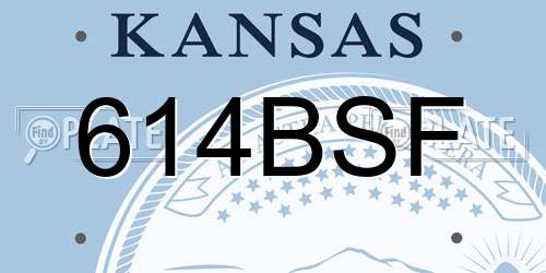 614BSF Kansas License Plate