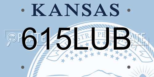 615LUB Kansas License Plate