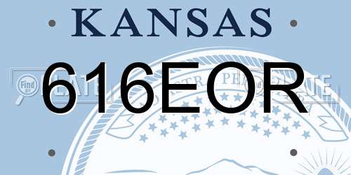 616EOR Kansas License Plate