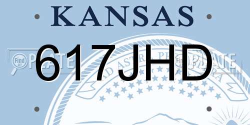 617JHD Kansas License Plate