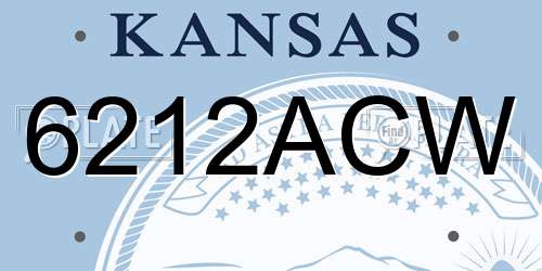 6212ACW Kansas License Plate
