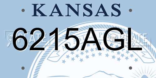 6215AGL Kansas License Plate