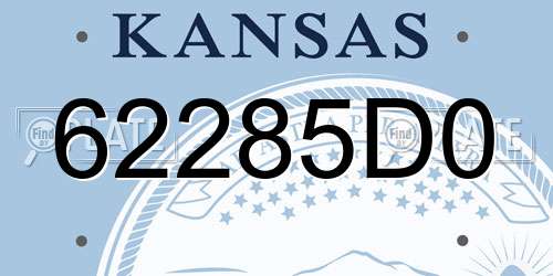 62285D0 Kansas License Plate