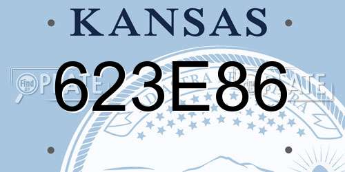 623E86 Kansas License Plate