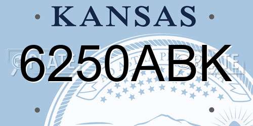 6250ABK Kansas License Plate
