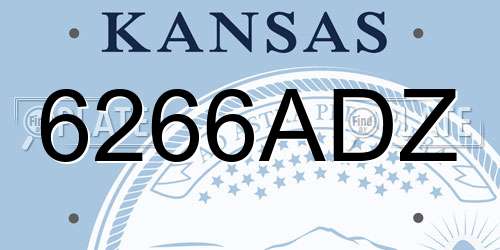 6266ADZ Kansas License Plate