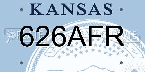626AFR Kansas License Plate