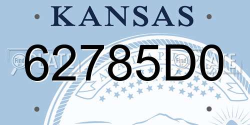 62785D0 Kansas License Plate