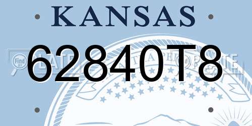 62840T8 Kansas License Plate