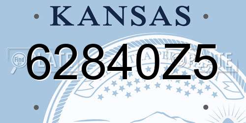 62840Z5 Kansas License Plate