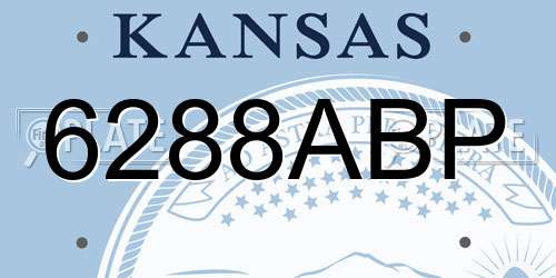 6288ABP Kansas License Plate