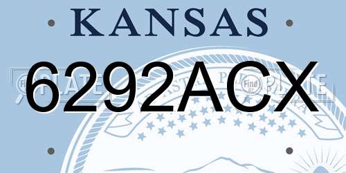 6292ACX Kansas License Plate