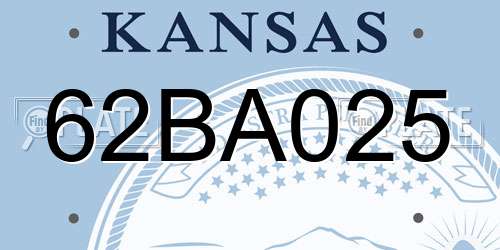 62BA025 Kansas License Plate
