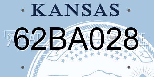 62BA028 Kansas License Plate
