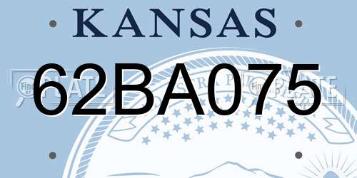 62BA075 Kansas License Plate