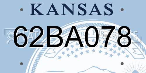 62BA078 Kansas License Plate