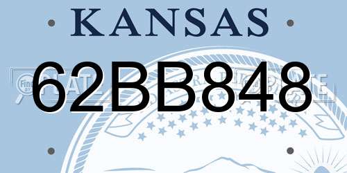 62BB848 Kansas License Plate