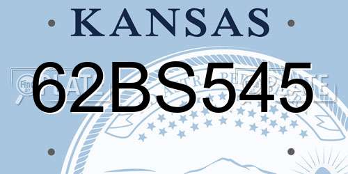 62BS545 Kansas License Plate