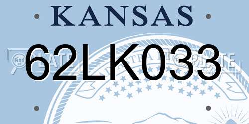 62LK033 Kansas License Plate