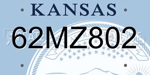62MZ802 Kansas License Plate