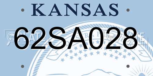62SA028 Kansas License Plate