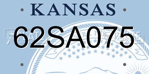 62SA075 Kansas License Plate