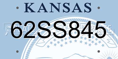 62SS845 Kansas License Plate