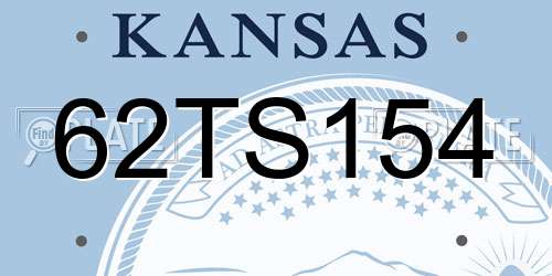62TS154 Kansas License Plate