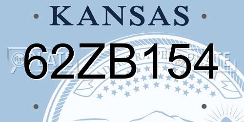 62ZB154 Kansas License Plate