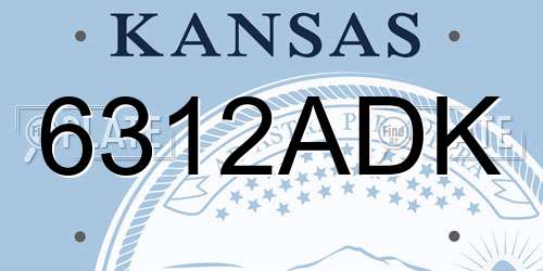 6312ADK Kansas License Plate
