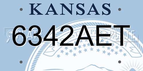 6342AET Kansas License Plate