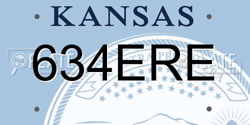 634ERE Kansas License Plate