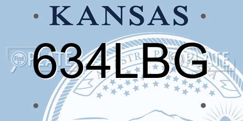 634LBG Kansas License Plate
