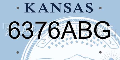 6376ABG Kansas License Plate