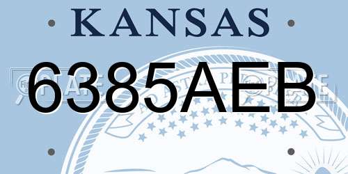 6385AEB Kansas License Plate