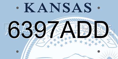 6397ADD Kansas License Plate