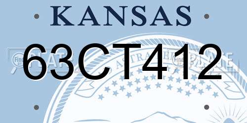 63CT412 Kansas License Plate