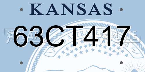63CT417 Kansas License Plate