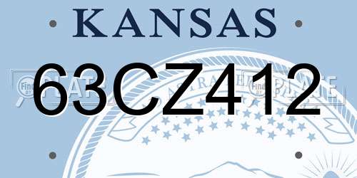 63CZ412 Kansas License Plate