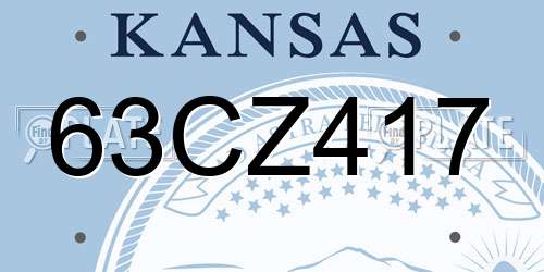 63CZ417 Kansas License Plate