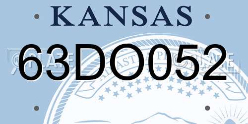 63DO052 Kansas License Plate