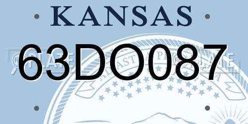 63DO087 Kansas License Plate