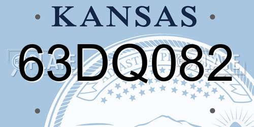 63DQ082 Kansas License Plate