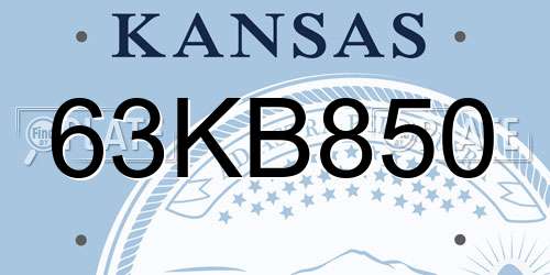 63KB850 Kansas License Plate