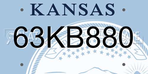 63KB880 Kansas License Plate