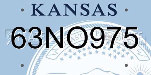 63NO975 Kansas License Plate