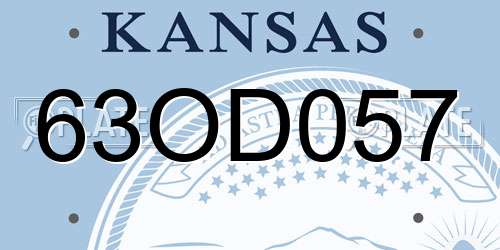 63OD057 Kansas License Plate